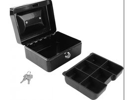 Kasetka na Pieniądze Czarna Metalowa na Monety Bilon Sejf Czarny na Kluczyk