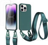 Etui na smycz kompatybilne z iPhonem 14 Pro+, ciemnozielony Vrupin