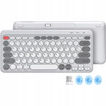 TECURS Bezprzewodowa kompaktowa klawiatura Bluetooth 60% AZERTY, szara