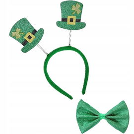 Widmann Opaska St. Patrick's Day z Zieloną Brokatową Muszką