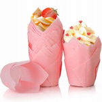 Spesh 100x Tulipanowe Foremki do Muffinek - Różowe, Papierowe, Premium