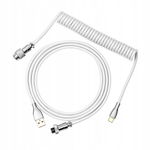 EPOMAKER MIX Kabel Spiralny USB-C 1,8 m - Styl i Funkcjonalność Biały