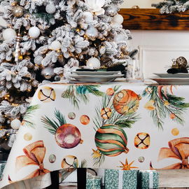 WOSDE Włoski świateczny obrus plamoodporny „Noel”, 150 x 320 cm