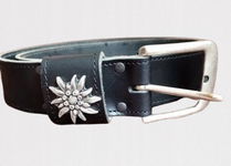 Pasek skórzany Karlen Swiss Edelweiss czarny 110 cm