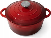 Joeji's Kitchen Żeliwne naczynie żaroodporne 28 cm, 2,7 l z pokrywką