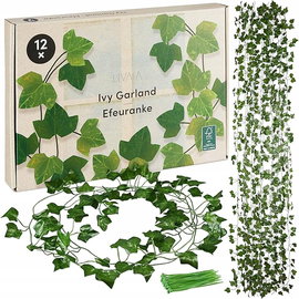 LIVAIA 12x Sztuczny bluszcz - girlandy dekoracyjne 200 cm, 80 liści