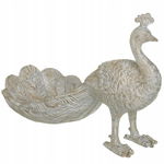 westwing Dekoracyjna figurka białego pawia złota patyna 14 cm