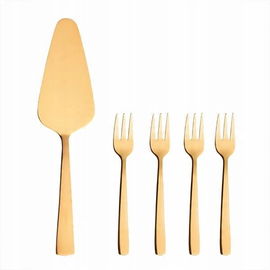 Aida Denmark Komplet 4 widelców do ciasta i łopatki „Raw Gold” pozłacane