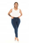 Jeansy Slim Fit Plus Size Wysoki stan Elastyczne ciemnoniebieskie rozm. 46