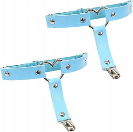 Punk Gothic Ring skórzane podwiązki w stylu rockowym niebieskie serca