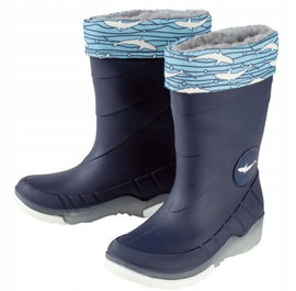 Buty kalosze chłopięce OCIEPLANE ŚWIECĄCE Lupilu GRANAT FUTERKO rekin 24/25