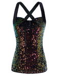 Belle Poque cekinowy wieczorowy top czarny/złoty rozmiar XXL retro
