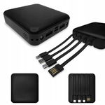 Powerbank 20000 mAh z wbudowanymi kablami i latarką - USB-C, micro USB