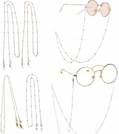 nuluxi Zestaw 4 łańcuszków do okularów dla kobiet złoty/srebrny