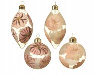 westwing Komplet 4 ozdób choinkowych bombek szklane Decals Glitter O 8 cm