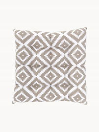 WESTWING Poduszka na siedzisko MIAMI 40x40cm BIAŁA TAUPE Boho
