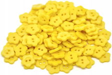 Guziki plastikowe kwiatki z 2 otworami 12 mm żółte 50 szt