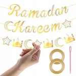 SPHERETRON Baner wisząca girlanda Ramadan Mubarak złota
