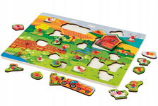 DREWNIANE PUZZLE KLOCKI ZWIERZĘTA PLAYTIVE 18m+