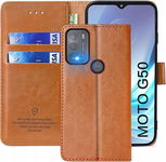 FMPCUON Etui z klapką z przegródkami na karty Motorola Moto G50 brąz