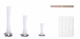 KNOTY DO ŚWIEC 150 SZT 3 ROZMIARY ZESTAW AKCESORIA NAKLEJKI ŚWIECE DIY