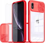 Asuwish Etui na iPhone XR Ochrona aparatu Szkło hartowane Czerwony