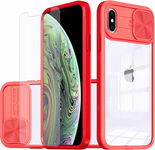 Asuwish Etui na iPhone XS Max Ochrona aparatu Szkło hartowane Czerwony