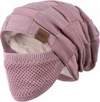 Czapka beanie z maską ochroną ust REDESS ocieplana brudny róż one size