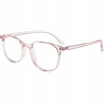 Firmoo Okulary Blokujące Niebieskie Światło - Kwadratowe, Różowe, +1.25