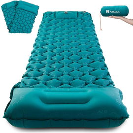AKSOUL Ultralekka nadmuchiwana mata kempingowa - turkusowa