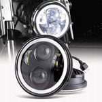Reflektor motocyklowy LED 5,75" Angel Eye - biały, wodoodporny