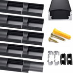 Chesbung Profil LED w kształcie litery U Aluminiowy, Czarny, 10 x 1 m