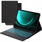 ROOFEI Podświetlana klawiatura QWERTZ z etui do Galaxy Tab S9 FE+/S9+ 12,4”