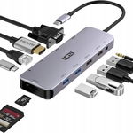 ICZI Hub USB C 11 w 1 - wieloportowy adapter z HDMI 4K i VGA 1080P