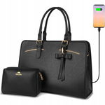 MATEIN Torba na laptopa damska 15,6" - zestaw 2 sztuk (mała i duża), czarna