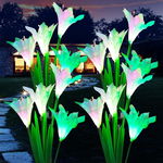 XVZ Lampy solarne LED - 4 kwiaty lilii z 7 kolorami światła 65 cm