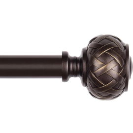 ZXIMU Rozsuwany drążek do zasłon 91-182 cm - brązowy, z ozdobną końcówką