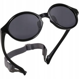 Cysocool Okulary przeciwsłoneczne dla dzieci 0-3 lat z gumką Czarne
