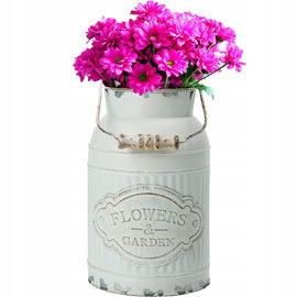 Belle Vous Vintage Wazon z Uchwytami - Biały Ocynkowany Metal