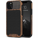 Etui TENDLIN do iPhone 11 Pro - drewno & włókno węglowe, czarne