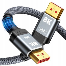 SNOWKIDS Kabel DisplayPort 1.4 2m 8K@60Hz, 4K@144Hz, 2K@240Hz HDR FreeSync