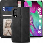 YATWIN Premium Etui Portfelowe do Samsung Galaxy A40 - Czarny