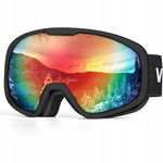 Victgoal Gogle narciarskie / snowboardowe OTG - czarne, przeciwmgielne