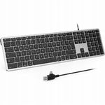 Seenda Klawiatura przewodowa QWERTZ USB/Type-C do Mac OS czarno-srebrna