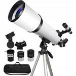QQ CAT Teleskop refrakcyjny 80 mm - 180x, statyw, torba, adapter