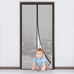 MYCARBON Moskitiera Magnetyczna na Drzwi 110 x 210 cm Czarna z Obramowaniem