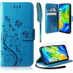 AROYI Skórzane Etui Portfel do Xiaomi Redmi Note 9 + Folia + Rysik - Róż