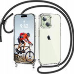AROYI Etui z paskiem na szyję do iPhone 15 - Przezroczyste, silikonowe