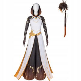 Zhongli Genshin Impact L - Komplet Cosplay z Peruką i Płaszczem