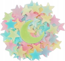 201 samoprzylepnych naklejek Luminous Stars Moon, naklejek ściennych